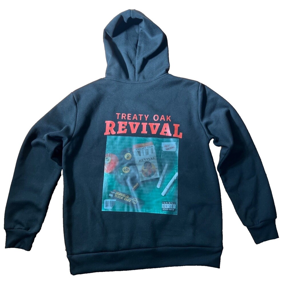 Treaty Oak Revival Hoodie Sweatshirt Mens Medium Dark Teal Blue Red Country Band